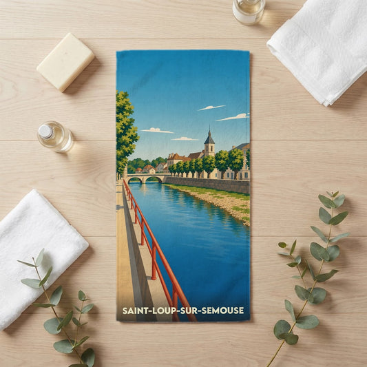 Serviette de bain 30 cm x 60 cm souvenir de Saint-Loup-sur-Semouse