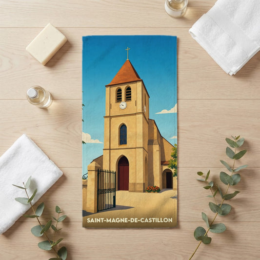 Serviette de bain 30 cm x 60 cm souvenir de Saint-Magne-de-Castillon