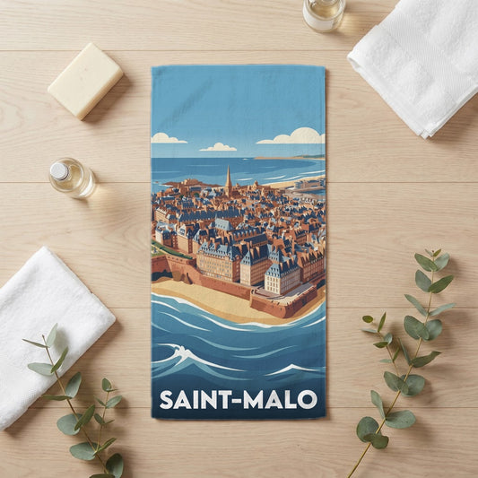 Serviette de bain 30 cm x 60 cm souvenir de Saint-Malo