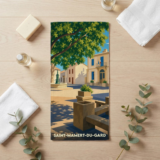 Serviette de bain 30 cm x 60 cm souvenir de Saint-Mamert-du-Gard