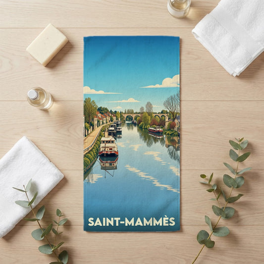 Serviette de bain 30 cm x 60 cm souvenir de Saint-Mammès