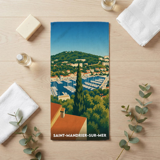 Serviette de bain 30 cm x 60 cm souvenir de Saint-Mandrier-sur-Mer