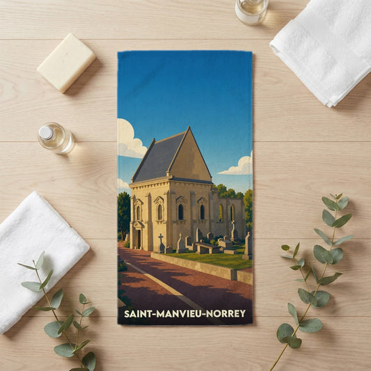 Serviette de bain 30 cm x 60 cm souvenir de Saint-Manvieu-Norrey