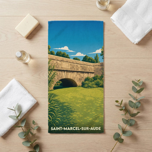 Serviette de bain 30 cm x 60 cm souvenir de Saint-Marcel-sur-Aude
