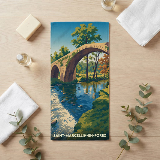Serviette de bain 30 cm x 60 cm souvenir de Saint-Marcellin-en-Forez