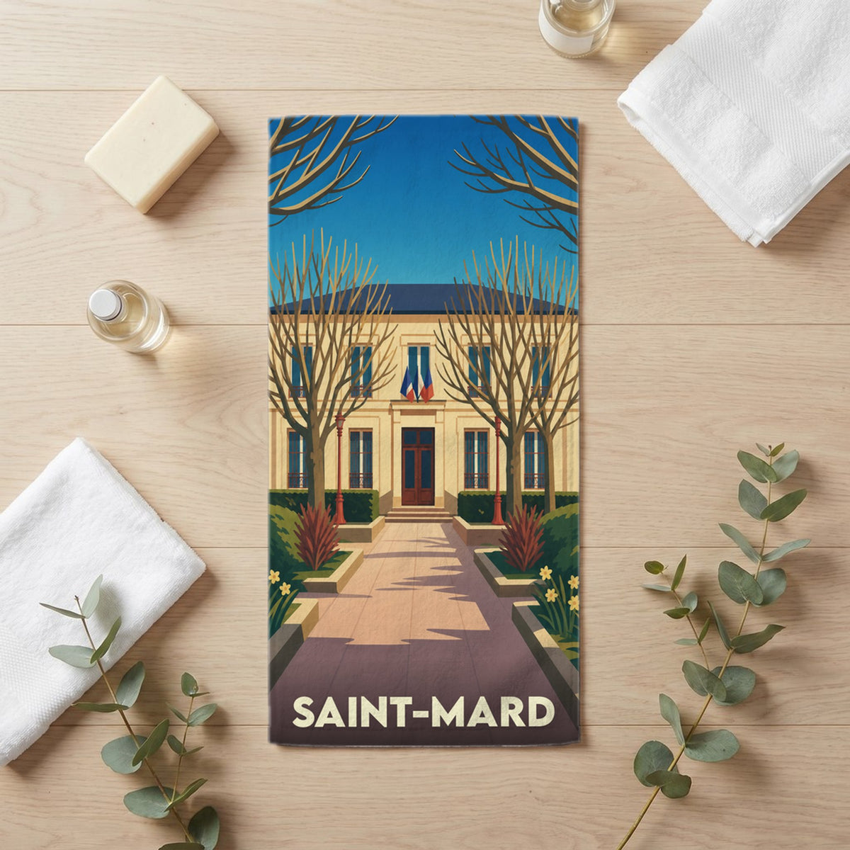 Serviette de bain 30 cm x 60 cm souvenir de Saint-Mard