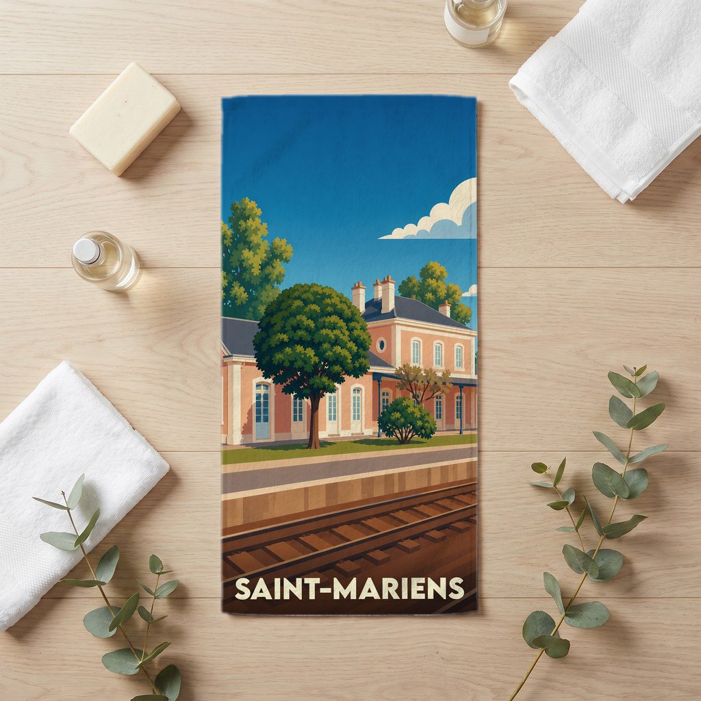 Serviette de bain 30 cm x 60 cm souvenir de Saint-Mariens
