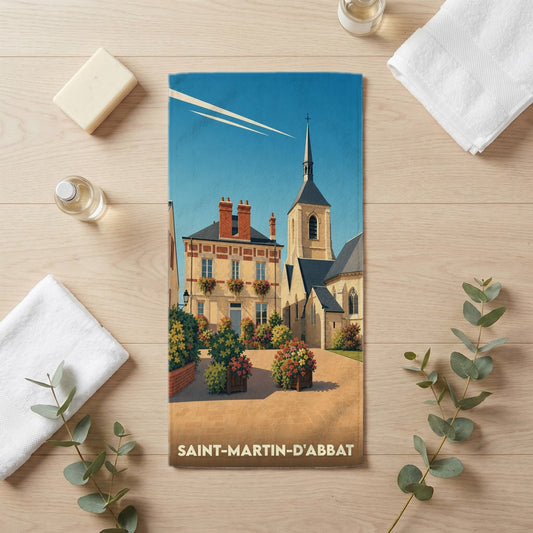 Serviette de bain 30 cm x 60 cm souvenir de Saint-Martin-d'Abbat