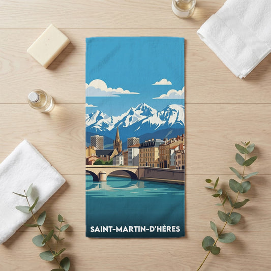 Serviette de bain 30 cm x 60 cm souvenir de Saint-Martin-d'Hères