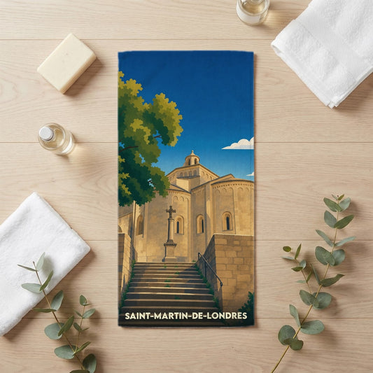 Serviette de bain 30 cm x 60 cm souvenir de Saint-Martin-de-Londres