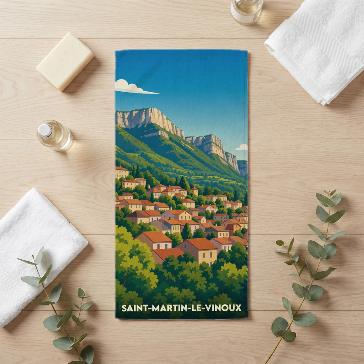 Serviette de bain 30 cm x 60 cm souvenir de Saint-Martin-le-Vinoux