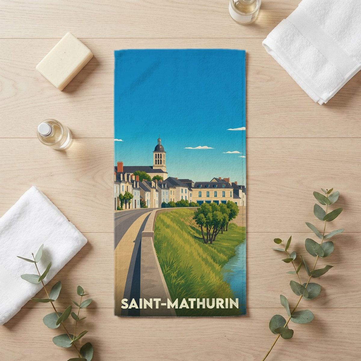 Serviette de bain 30 cm x 60 cm souvenir de Saint-Mathurin