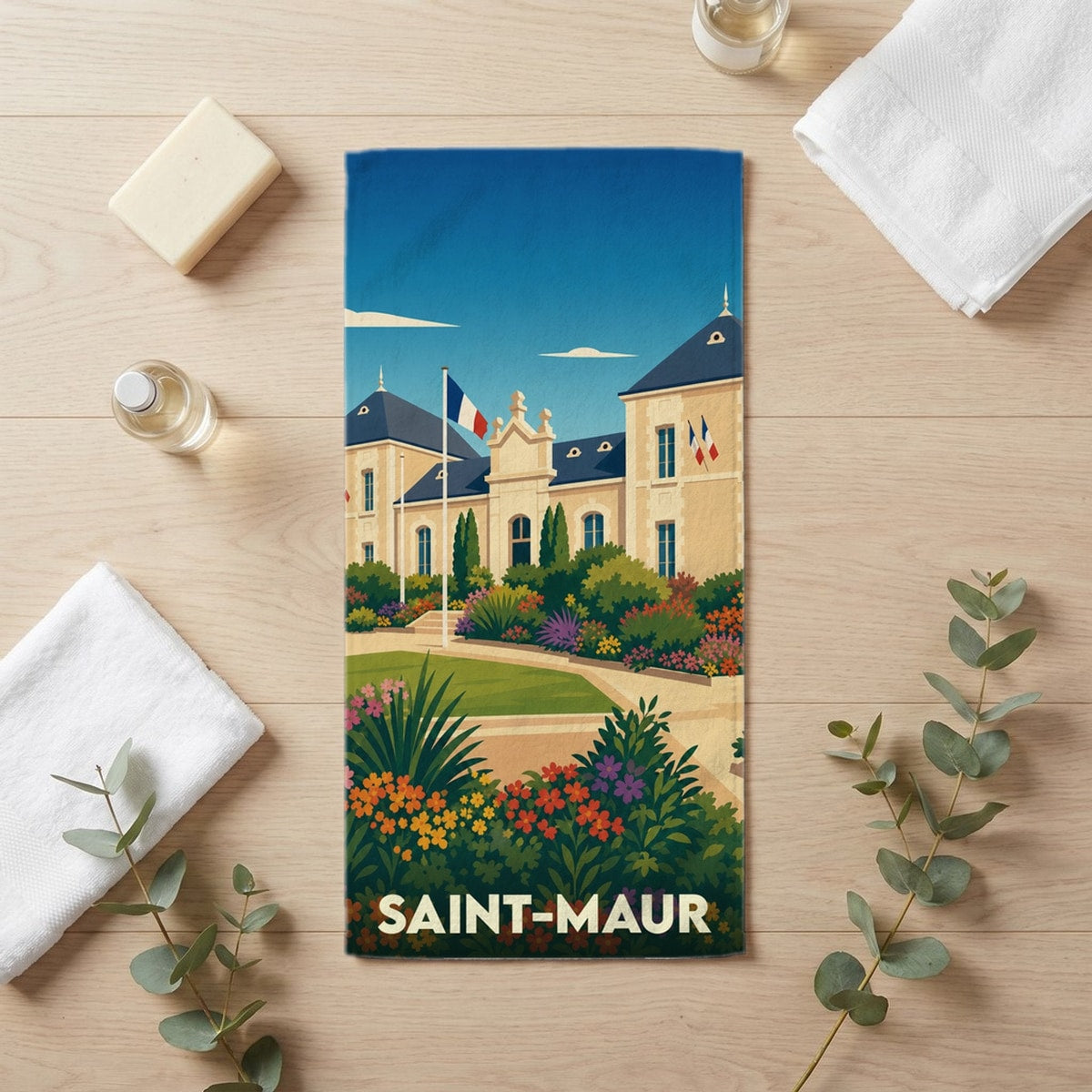 Serviette de bain 30 cm x 60 cm souvenir de Saint-Maur