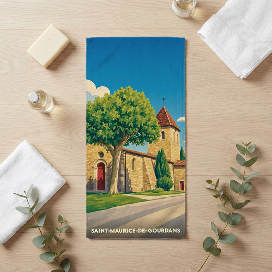 Serviette de bain 30 cm x 60 cm souvenir de Saint-Maurice-de-Gourdans