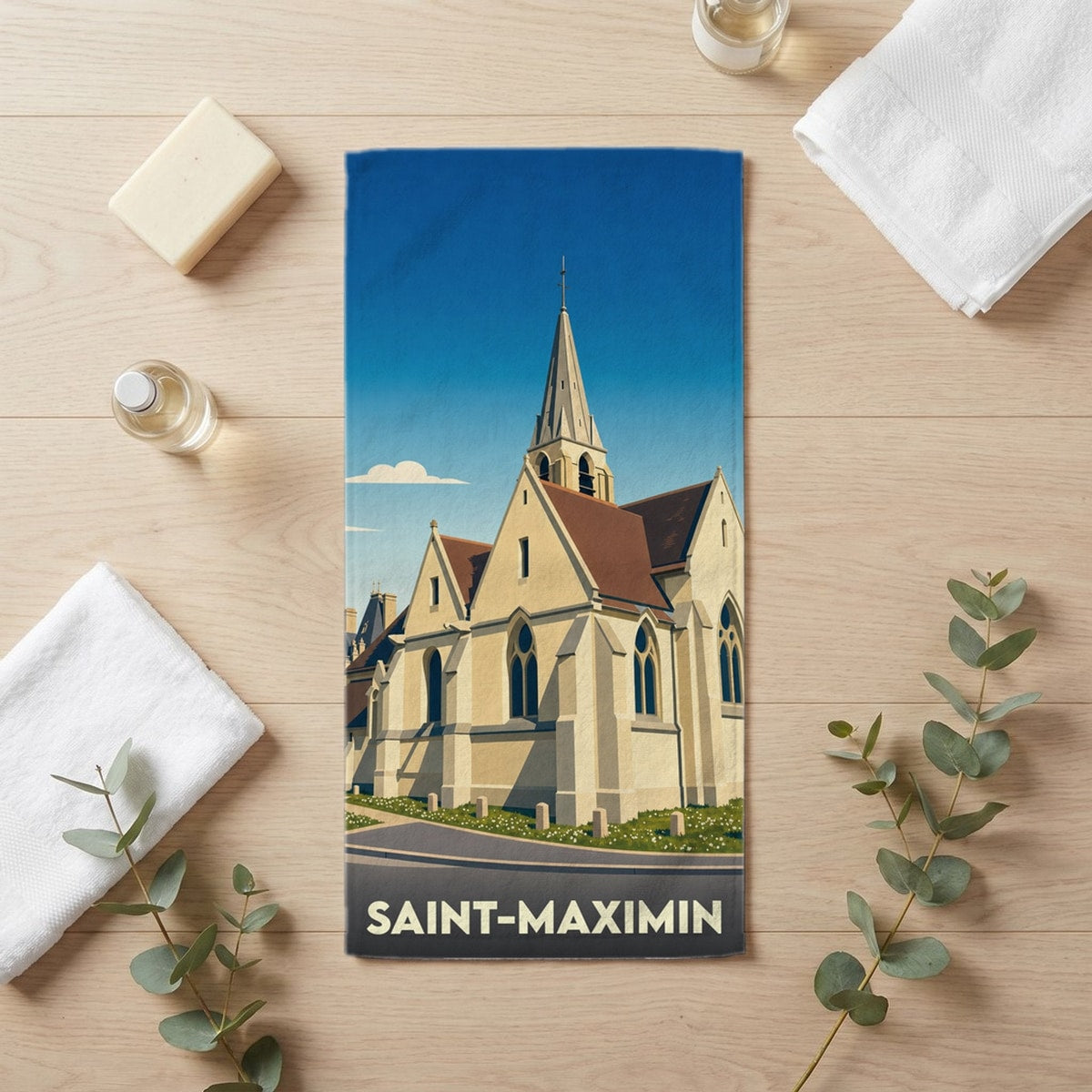 Serviette de bain 30 cm x 60 cm souvenir de Saint-Maximin