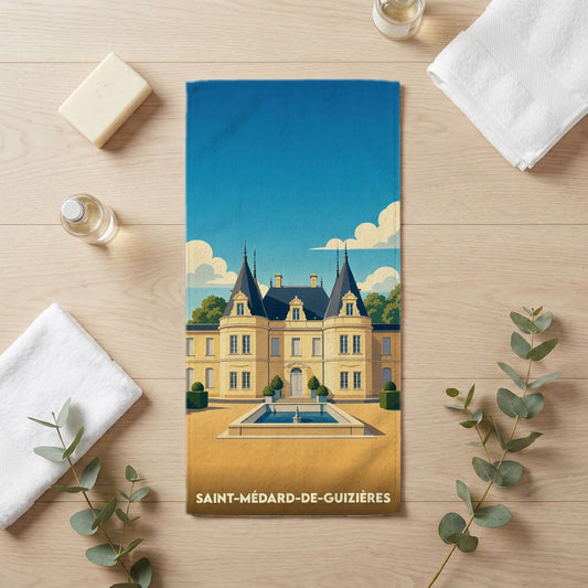 Serviette de bain 30 cm x 60 cm souvenir de Saint-Médard-de-Guizières