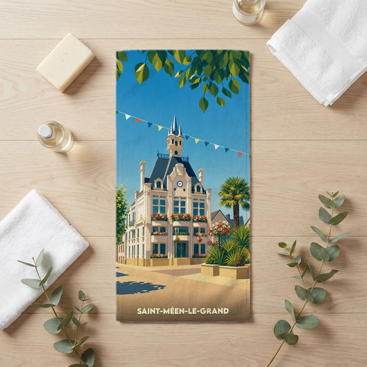 Serviette de bain 30 cm x 60 cm souvenir de Saint-Méen-le-Grand