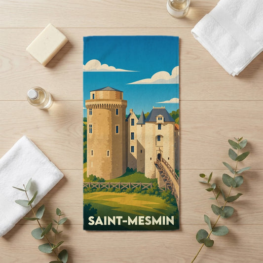 Serviette de bain 30 cm x 60 cm souvenir de Saint-Mesmin