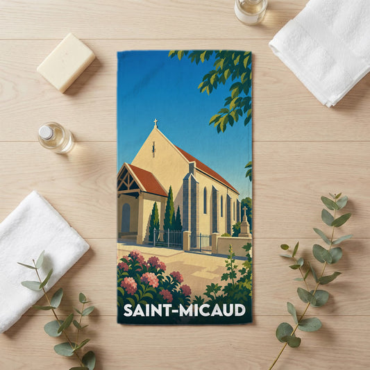 Serviette de bain 30 cm x 60 cm souvenir de Saint-Micaud