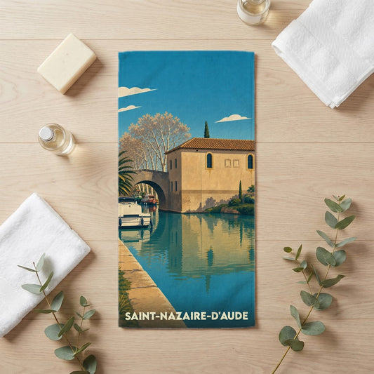 Serviette de bain 30 cm x 60 cm souvenir de Saint-Nazaire-d'Aude