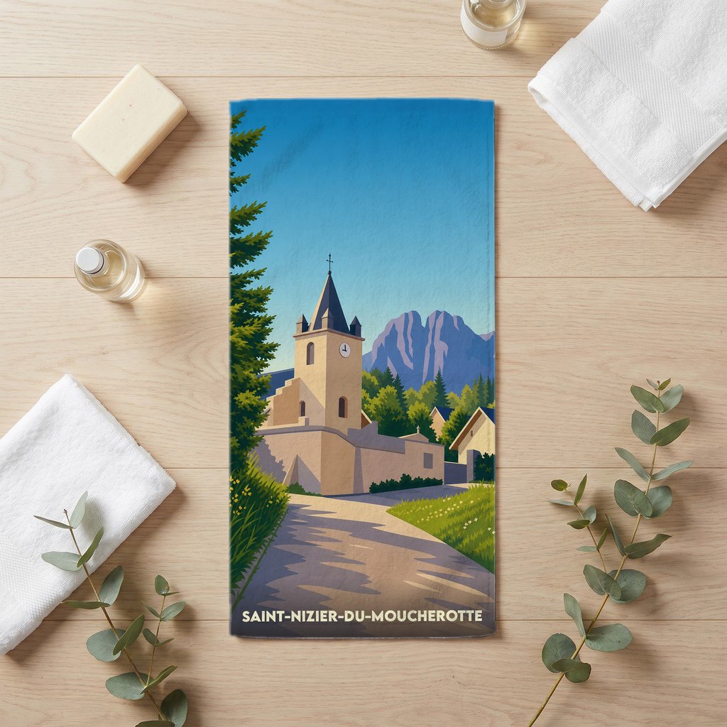 Serviette de bain 30 cm x 60 cm souvenir de Saint-Nizier-du-Moucherotte