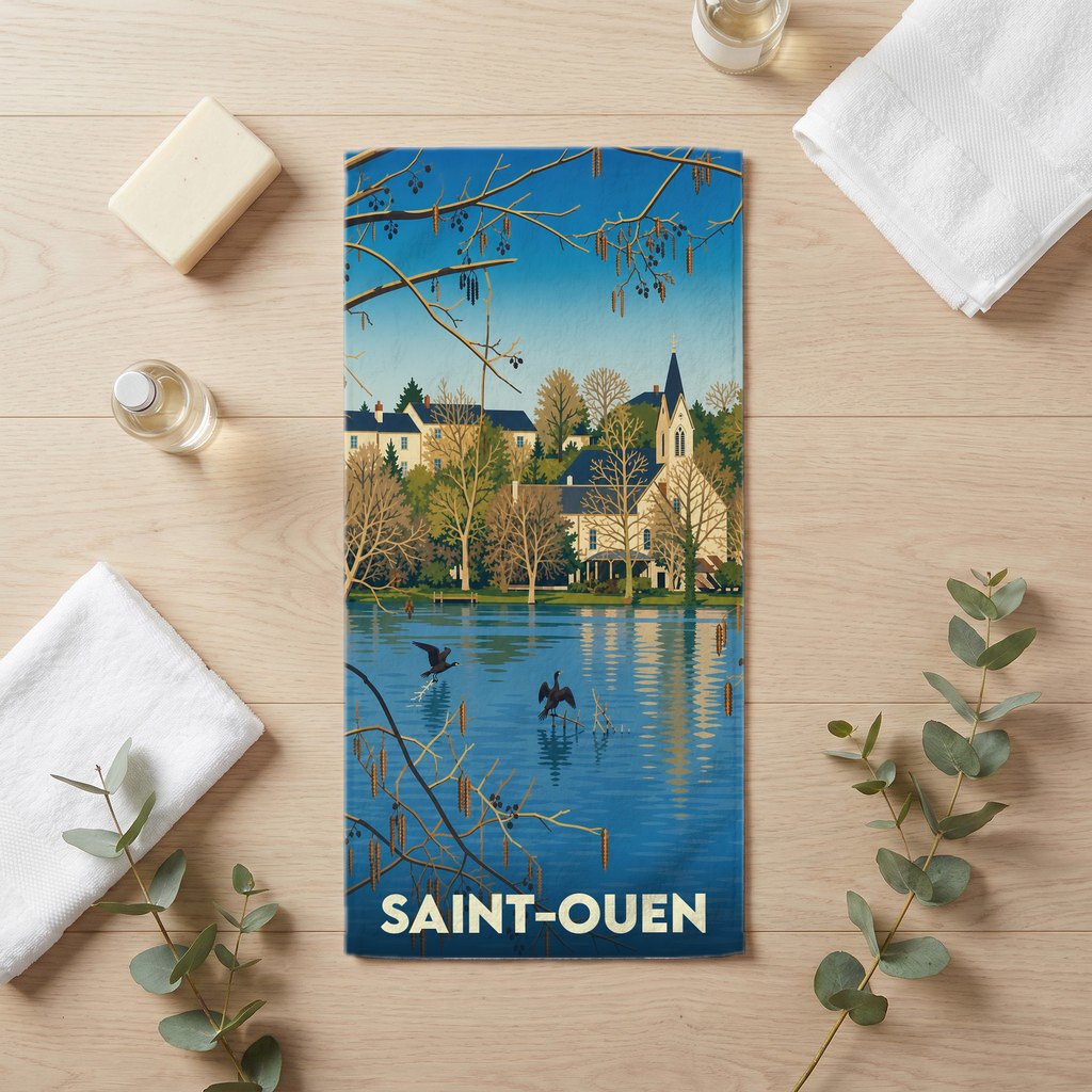 Serviette de bain 30 cm x 60 cm souvenir de Saint-Ouen