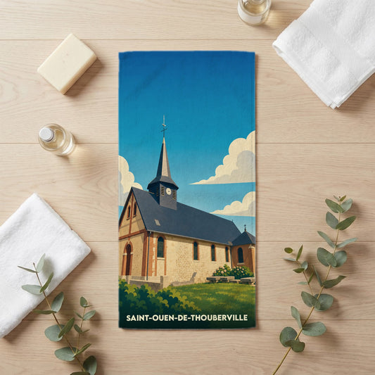 Serviette de bain 30 cm x 60 cm souvenir de Saint-Ouen-de-Thouberville