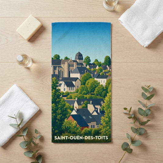 Serviette de bain 30 cm x 60 cm souvenir de Saint-Ouën-des-Toits