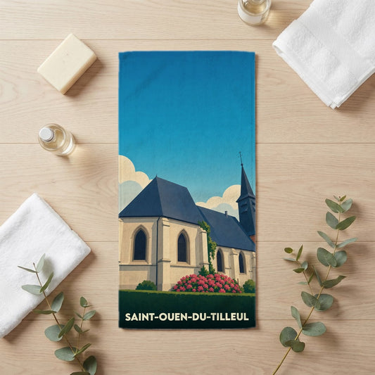 Serviette de bain 30 cm x 60 cm souvenir de Saint-Ouen-du-Tilleul
