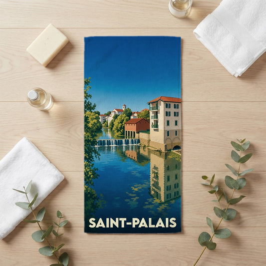Serviette de bain 30 cm x 60 cm souvenir de Saint-Palais