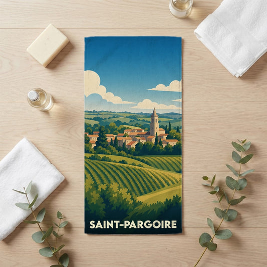 Serviette de bain 30 cm x 60 cm souvenir de Saint-Pargoire