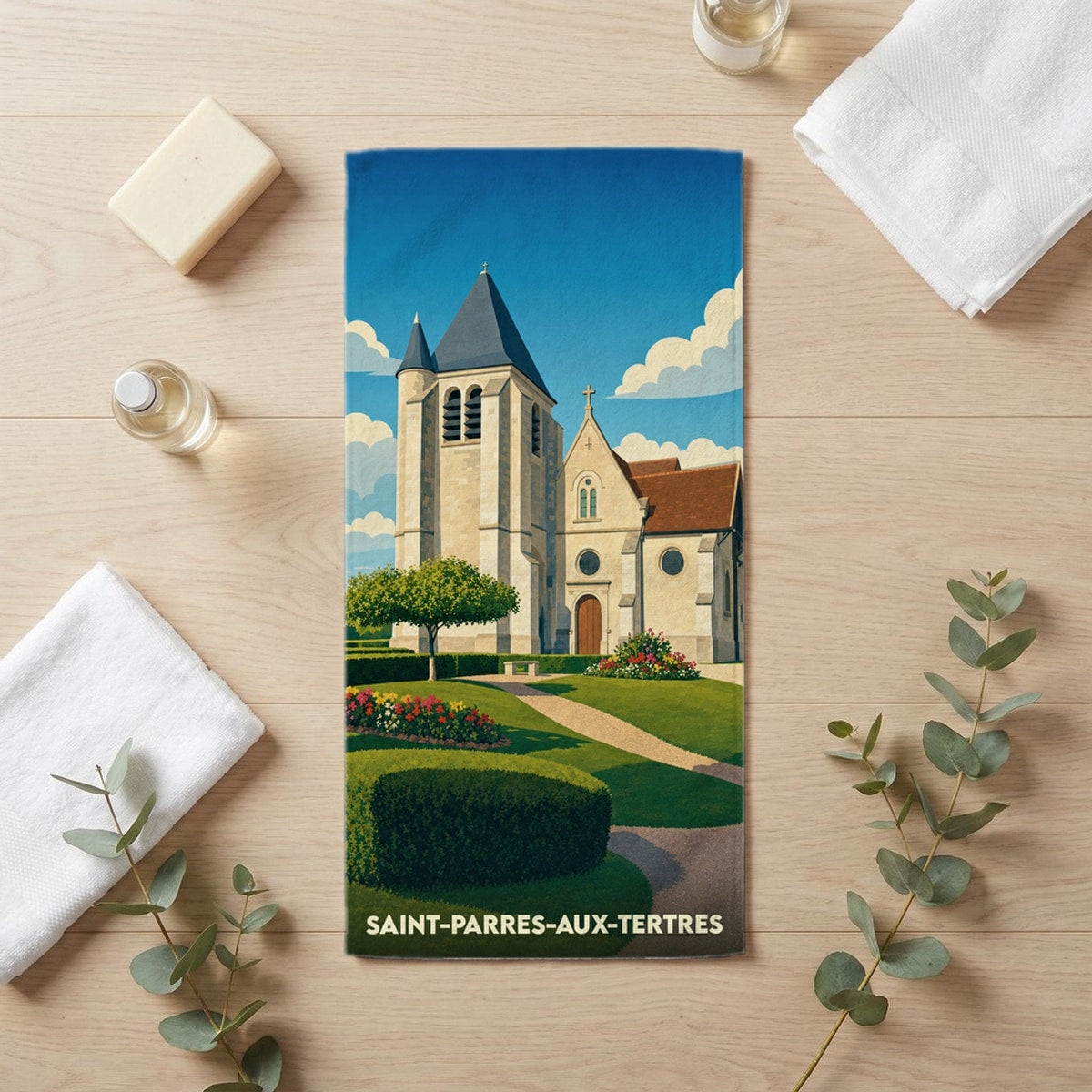 Serviette de bain 30 cm x 60 cm souvenir de Saint-Parres-aux-Tertres