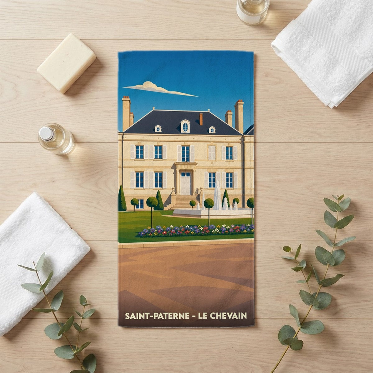 Serviette de bain 30 cm x 60 cm souvenir de Saint-Paterne - Le Chevain