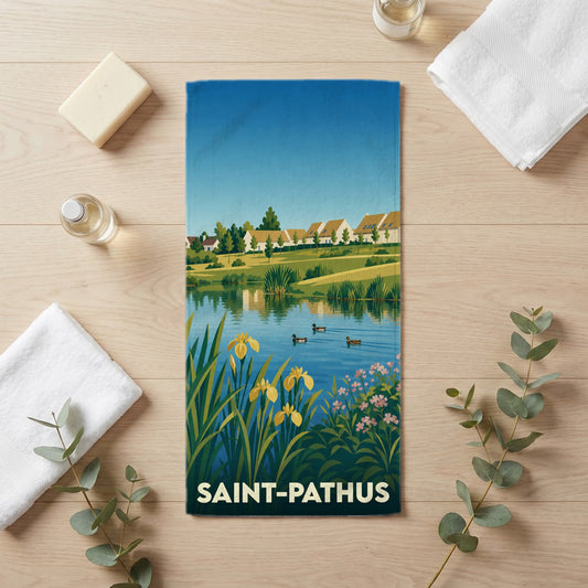 Serviette de bain 30 cm x 60 cm souvenir de Saint-Pathus