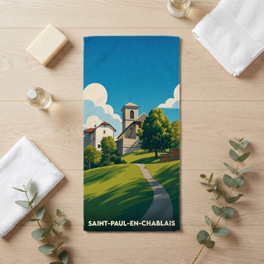 Serviette de bain 30 cm x 60 cm souvenir de Saint-Paul-en-Chablais