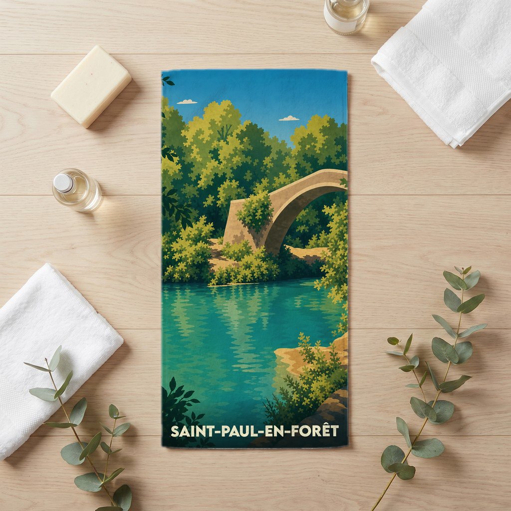 Serviette de bain 30 cm x 60 cm souvenir de Saint-Paul-en-Forêt