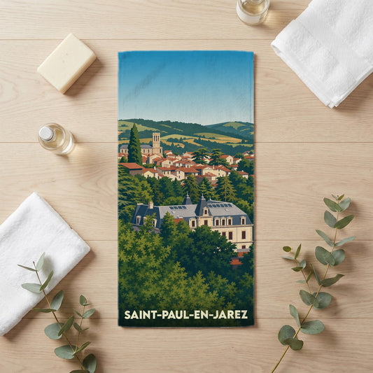 Serviette de bain 30 cm x 60 cm souvenir de Saint-Paul-en-Jarez