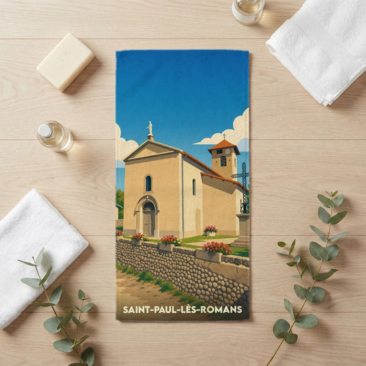 Serviette de bain 30 cm x 60 cm souvenir de Saint-Paul-lès-Romans