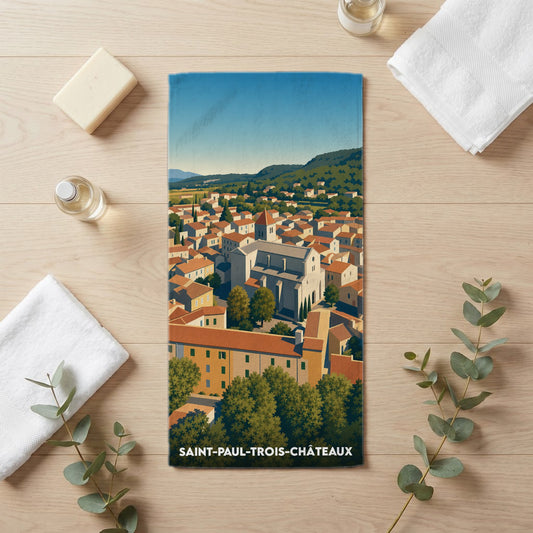 Serviette de bain 30 cm x 60 cm souvenir de Saint-Paul-Trois-Châteaux