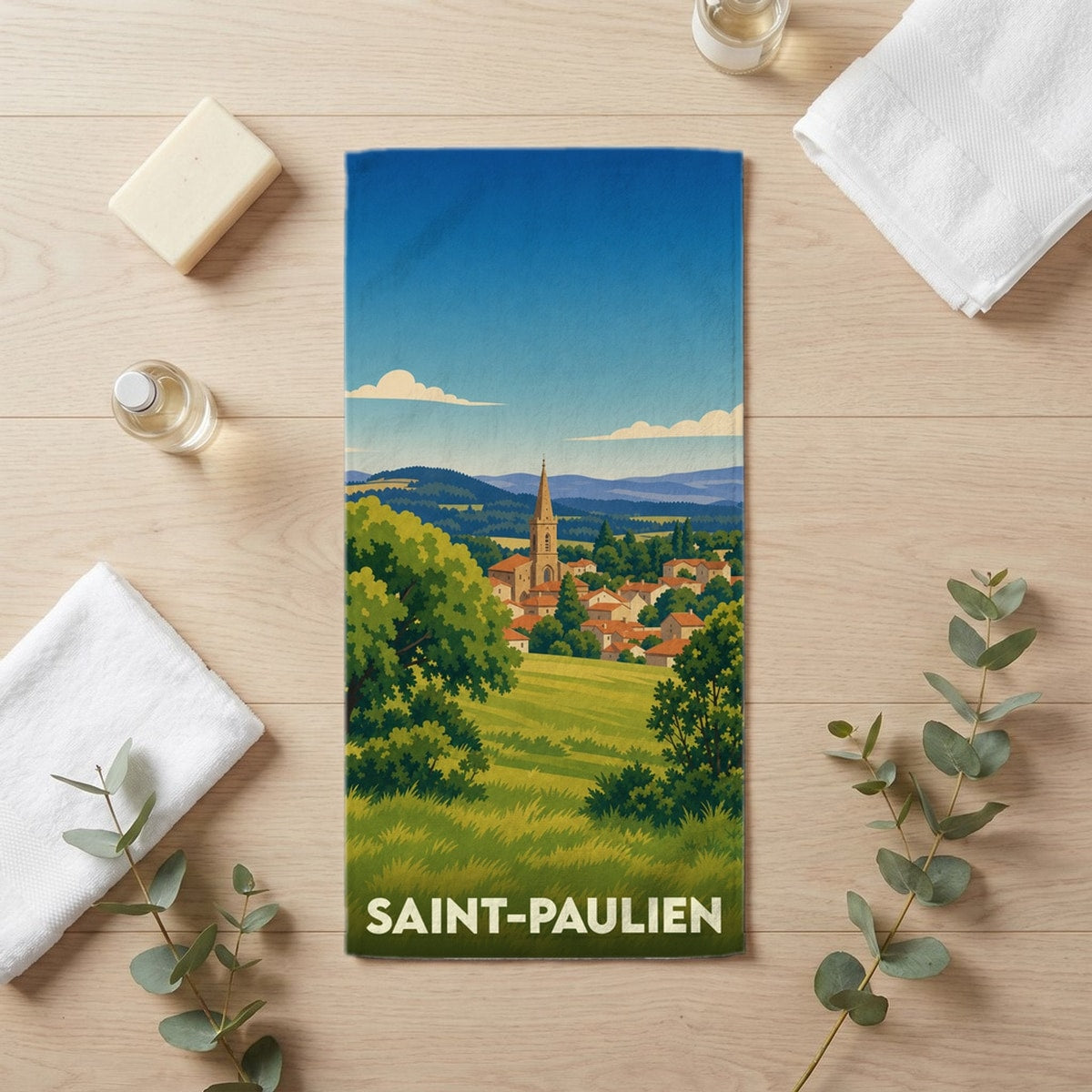 Serviette de bain 30 cm x 60 cm souvenir de Saint-Paulien