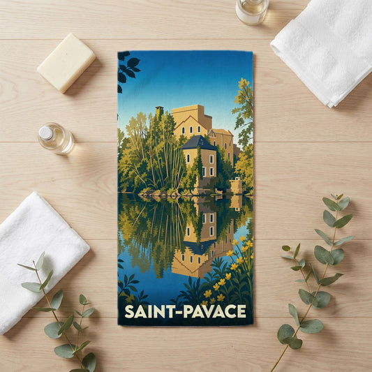 Serviette de bain 30 cm x 60 cm souvenir de Saint-Pavace