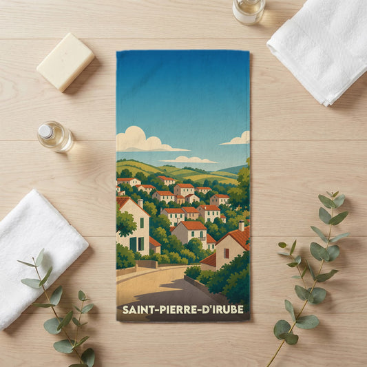 Serviette de bain 30 cm x 60 cm souvenir de Saint-Pierre-d'Irube