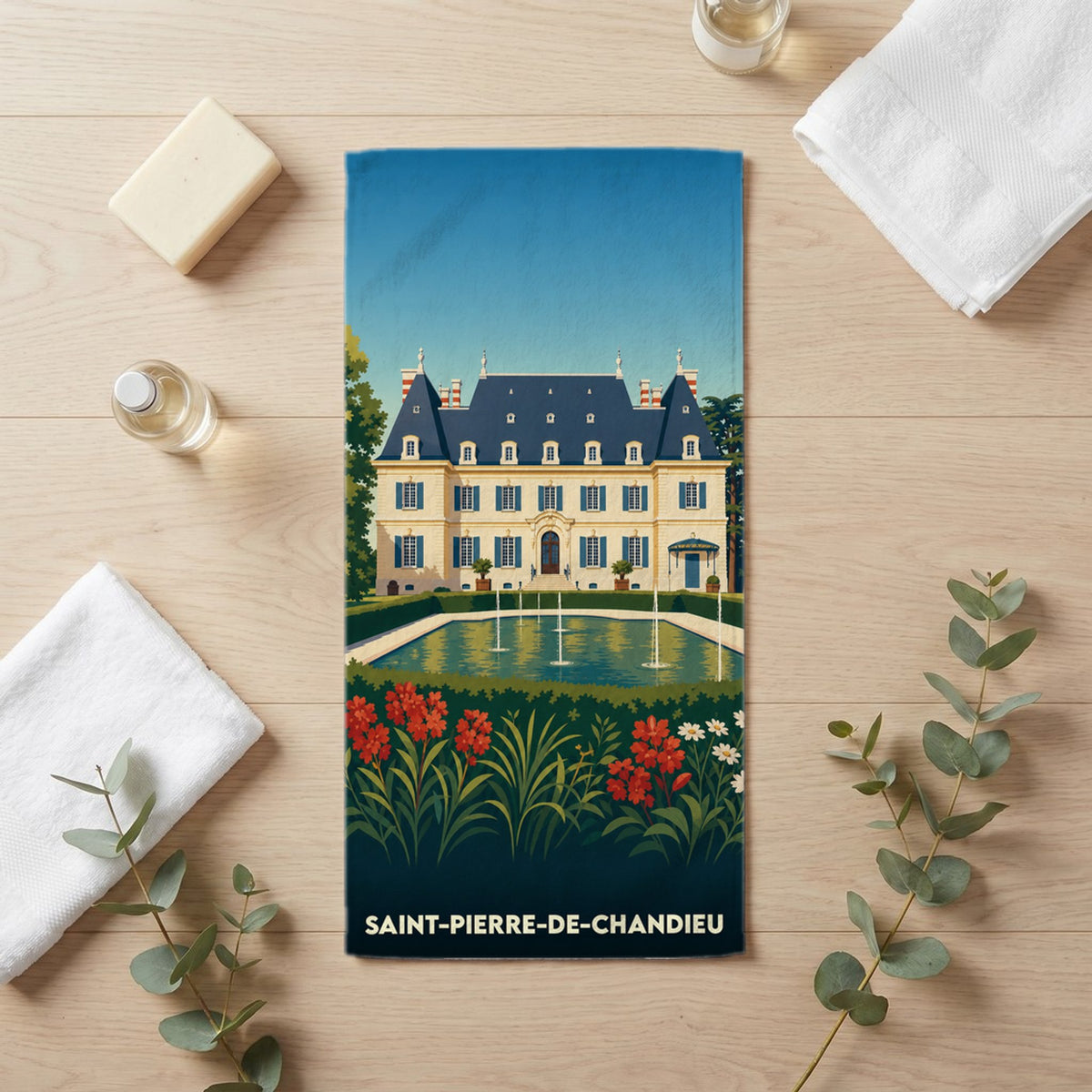 Serviette de bain 30 cm x 60 cm souvenir de Saint-Pierre-de-Chandieu