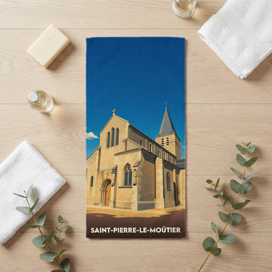 Serviette de bain 30 cm x 60 cm souvenir de Saint-Pierre-le-Moûtier