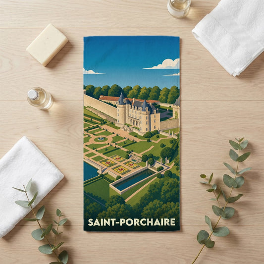 Serviette de bain 30 cm x 60 cm souvenir de Saint-Porchaire