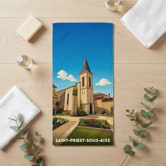 Serviette de bain 30 cm x 60 cm souvenir de Saint-Priest-sous-Aixe
