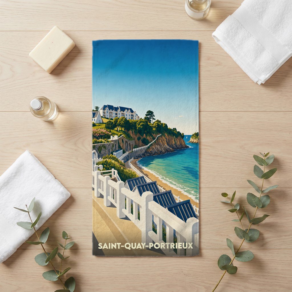 Serviette de bain 30 cm x 60 cm souvenir de Saint-Quay-Portrieux