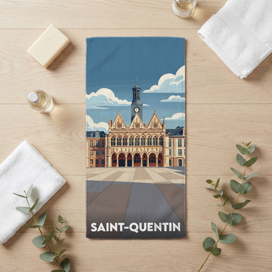 Serviette de bain 30 cm x 60 cm souvenir de Saint-Quentin