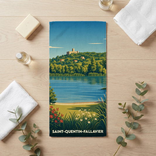 Serviette de bain 30 cm x 60 cm souvenir de Saint-Quentin-Fallavier