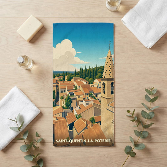 Serviette de bain 30 cm x 60 cm souvenir de Saint-Quentin-la-Poterie